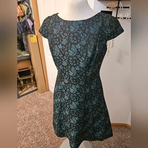 Tahari Women's Formal Dress, Black and Green Floral Design, Knee Length, Size 8